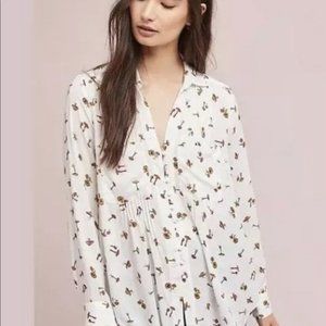 Anthropologie White Mushroom Blouse